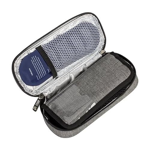  apollo walker Insulin Cooler Travel Case Diabetic Medication Cooler with 2 Ice Packs and Insulation Liner(Gray)