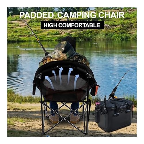  apollo walker Beach Chair,Portable Adults Stable Comfortable Folding Patio Lawn Chairs for Outdoor,Breathable Comfy Moon Round Chair Support to 400LBS,for Camping & Fishing & Barbeque,Orange