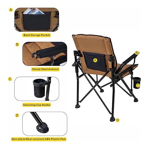  apollo walker Beach Chair,Portable Adults Stable Comfortable Folding Patio Lawn Chairs for Outdoor,Breathable Comfy Chair Support to 400LBS,for Camping & Fishing & barbeque