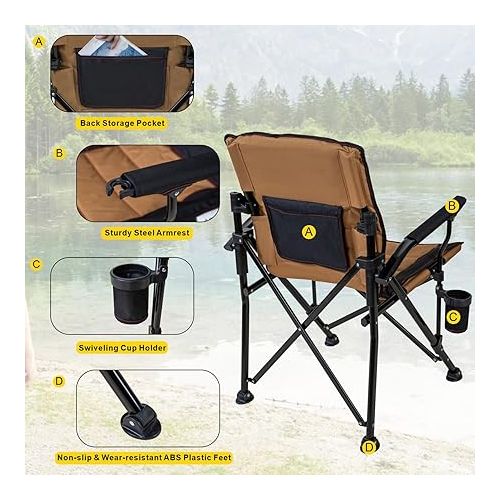  apollo walker Beach Chair,Portable Adults Stable Comfortable Folding Patio Lawn Chairs for Outdoor,Breathable Comfy Chair Support to 400LBS,for Camping & Fishing & barbeque