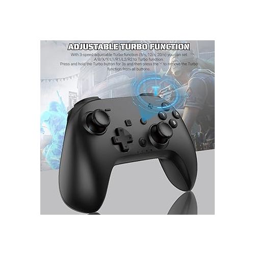  arVin Bluetooth Controller for iPhone/iPad/iOS/Android/Tablet/Switch Controller, Wireless Gaming Gamepad for iPhone 15/14/13/12, Samsung Galaxy S22/S21/S20 Ultra with Phone Holder, Back Button, Turbo