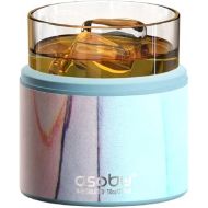 asobu Whiskey Glass with Insulated Stainless Steel Sleeve, 10.5 ounces (Aqua Pink)