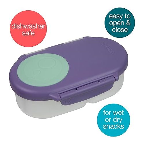  b.box Snack Box for Kids & Toddlers: 2 Compartment Snack Containers, Mini Bento Box, Lunch Box. Leak Proof, BPA free, Dishwasher safe. School Supplies. Ages 4 months+ (Lilac Pop, 12oz capacity)