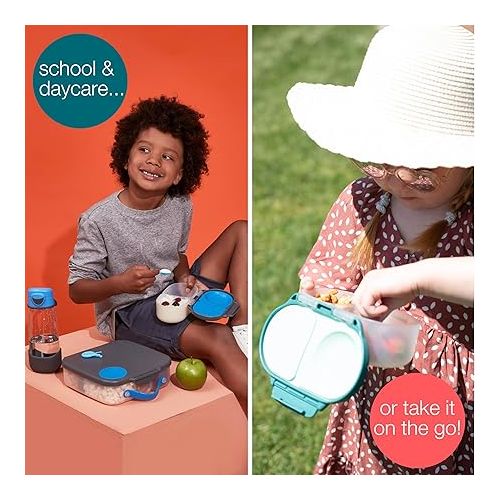  b.box Snack Box for Kids & Toddlers: 2 Compartment Snack Containers, Mini Bento Box, Lunch Box. Leak Proof, BPA free, Dishwasher safe. School Supplies. Ages 4 months+ (Lilac Pop, 12oz capacity)