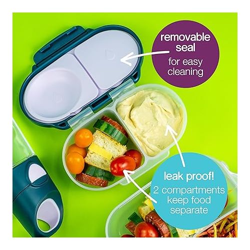  b.box Snack Box for Kids & Toddlers: 2 Compartment Snack Containers, Mini Bento Box, Lunch Box. Leak Proof, BPA free, Dishwasher safe. School Supplies. Ages 4 months+ (Lilac Pop, 12oz capacity)