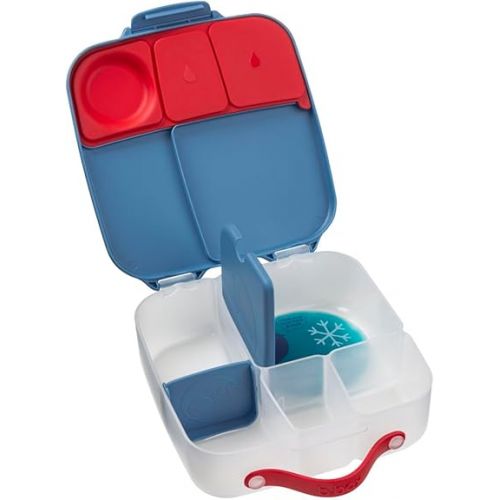  b.box Lunch Box for Kids: Jumbo Bento Box with 4 Compartments (2 Leak proof), Removable Divider, Gel Cold Pack. Older Kids and Big Eaters Ages 3+. School Supplies (Blue Blaze, 8½ Cup Capacity)