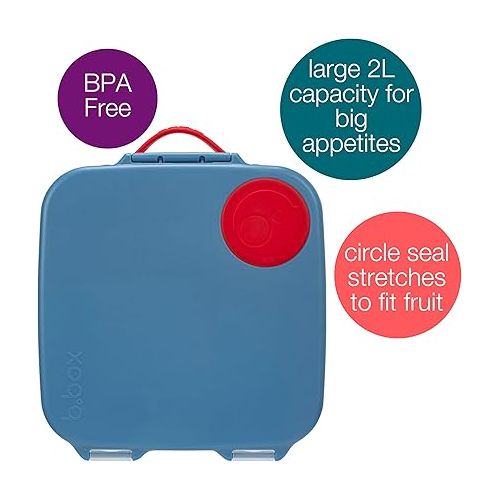  b.box Lunch Box for Kids: Jumbo Bento Box with 4 Compartments (2 Leak proof), Removable Divider, Gel Cold Pack. Older Kids and Big Eaters Ages 3+. School Supplies (Blue Blaze, 8½ Cup Capacity)