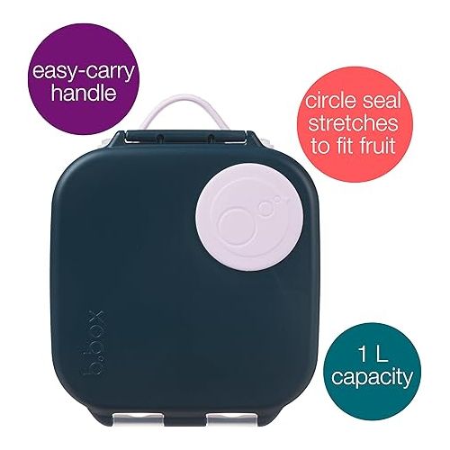  b.box Mini Lunch Box for Kids: Lunch Snack Container with 2 Leak Proof Compartments. Ages 3+ School Supplies, BPA Free (Indigo Rose, 4¼ cup capacity