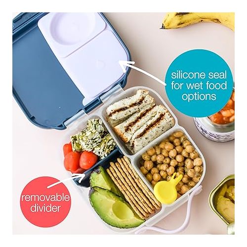  b.box Mini Lunch Box for Kids: Lunch Snack Container with 2 Leak Proof Compartments. Ages 3+ School Supplies, BPA Free (Indigo Rose, 4¼ cup capacity