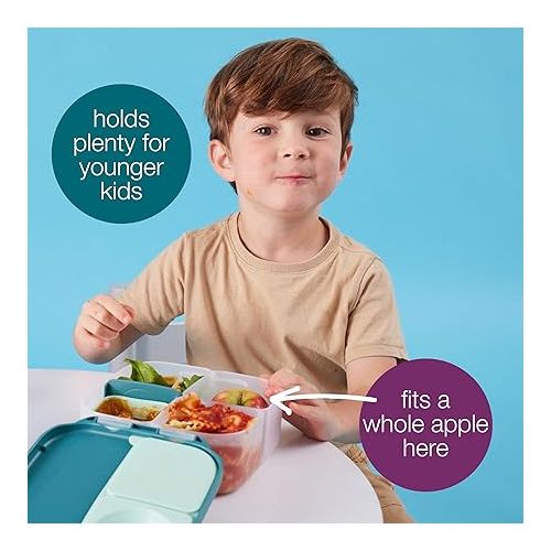  b.box Mini Lunch Box for Kids: Lunch Snack Container with 2 Leak Proof Compartments. Ages 3+ School Supplies, BPA Free (Indigo Rose, 4¼ cup capacity