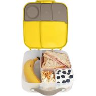 b.box Lunch Box for Kids: Jumbo Bento Box w/ 4 Compartments (2 Leak proof), Removable Divider, Gel Cold Pack. Big Eaters Ages 3+. School Supplies (Lemon Sherbet, 8½ Cup Capacity)