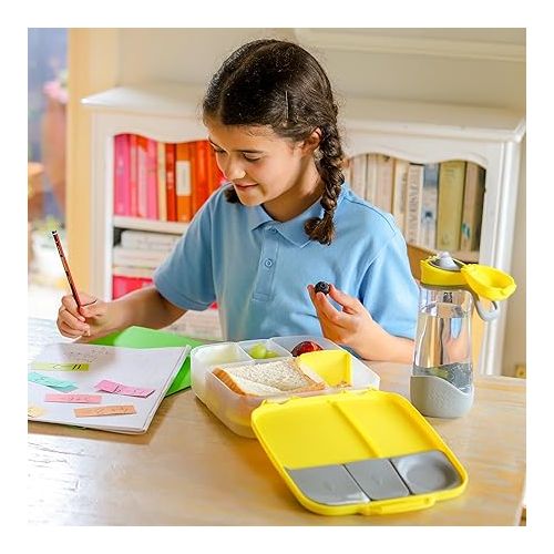  b.box Kids Lunch & Snack 3-Pack. Includes Matching Lightweight Bento Lunch Box, Mini Lunch Box & Snack Box for Kids and Toddlers. School Supplies (Lemon Sherbet)