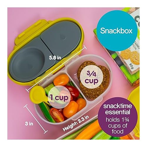  b.box Kids Lunch & Snack 3-Pack. Includes Matching Lightweight Bento Lunch Box, Mini Lunch Box & Snack Box for Kids and Toddlers. School Supplies (Lemon Sherbet)