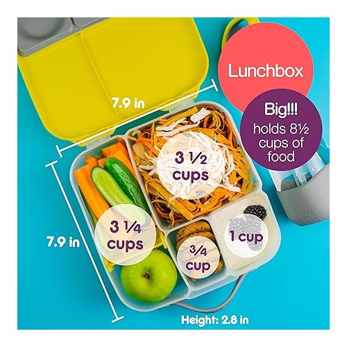  b.box Kids Lunch & Snack 3-Pack. Includes Matching Lightweight Bento Lunch Box, Mini Lunch Box & Snack Box for Kids and Toddlers. School Supplies (Lemon Sherbet)