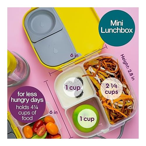  b.box Kids Lunch & Snack 3-Pack. Includes Matching Lightweight Bento Lunch Box, Mini Lunch Box & Snack Box for Kids and Toddlers. School Supplies (Lemon Sherbet)