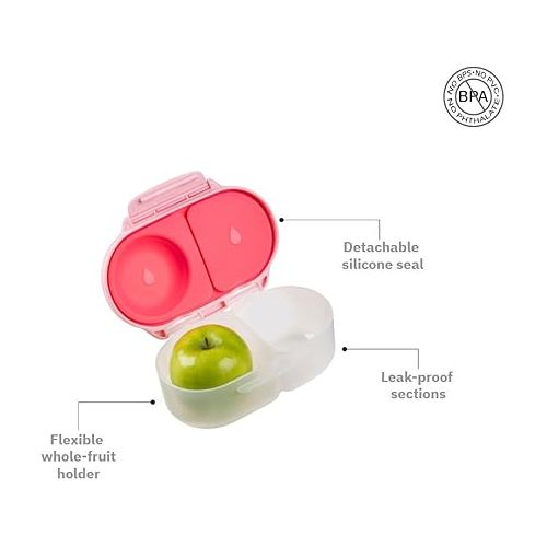  b.box Snack Box for Kids & Toddlers: 2 Compartment Snack Containers, Mini Bento Box, Lunch Box. Leak Proof, BPA free, Dishwasher safe. School Supplies. Ages 4 months+ (Flamingo Fizz, 12oz capacity)