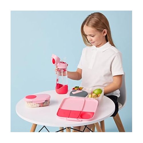  b.box Snack Box for Kids & Toddlers: 2 Compartment Snack Containers, Mini Bento Box, Lunch Box. Leak Proof, BPA free, Dishwasher safe. School Supplies. Ages 4 months+ (Flamingo Fizz, 12oz capacity)