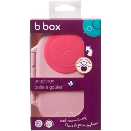  b.box Snack Box for Kids & Toddlers: 2 Compartment Snack Containers, Mini Bento Box, Lunch Box. Leak Proof, BPA free, Dishwasher safe. School Supplies. Ages 4 months+ (Flamingo Fizz, 12oz capacity)