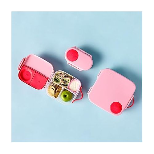  b.box Snack Box for Kids & Toddlers: 2 Compartment Snack Containers, Mini Bento Box, Lunch Box. Leak Proof, BPA free, Dishwasher safe. School Supplies. Ages 4 months+ (Flamingo Fizz, 12oz capacity)