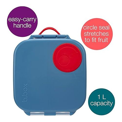  b.box Mini Lunch Box for Kids: Lightweight Bento Box, Lunch Snack Container with 2 Leak Proof Compartments. Ages 3+ School Supplies, BPA Free (Blue Blaze, 4¼ cup capacity)