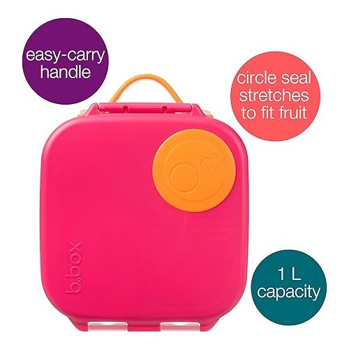  b.box Mini Lunch Box for Kids: Lightweight Bento Box, Lunch Snack Container with 2 Leak Proof Compartments. Ages 3+ School Supplies, BPA Free (Strawberry Shake, 4¼ cup capacity)