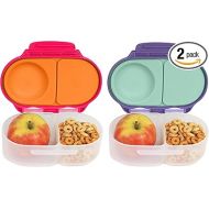b.box Snack Box (2-pack) for Kids & Toddlers: 2 Compartment Snack Containers, Mini Bento Box, Lunch Box. Leak Proof, BPA free, Dishwasher safe. Ages 4 months+ (s'shake + Lilac pop, 12oz capacity)