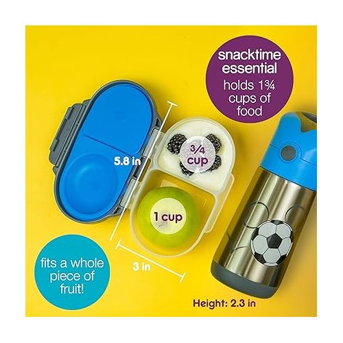  b.box Snack Box (2-pack) for Kids & Toddlers: 2 Compartment Snack Containers, Mini Bento Box, Lunch Box. Leak Proof, BPA free, Dishwasher safe. Ages 4 months+ (s'shake + Lilac pop, 12oz capacity)