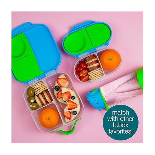  b.box Snack Box (2-pack) for Kids & Toddlers: 2 Compartment Snack Containers, Mini Bento Box, Lunch Box. Leak Proof, BPA free, Dishwasher safe. Ages 4 months+ (s'shake + Lilac pop, 12oz capacity)