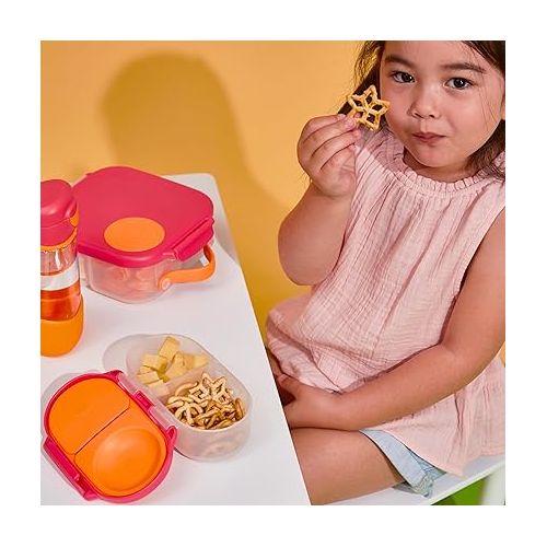  b.box Snack Box (2-pack) for Kids & Toddlers: 2 Compartment Snack Containers, Mini Bento Box, Lunch Box. Leak Proof, BPA free, Dishwasher safe. Ages 4 months+ (s'shake + Lilac pop, 12oz capacity)