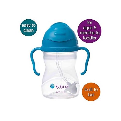  b.box Sippy Cup with Weighted Straw. Drink from any Angle, Leak Proof, Spill Proof, Easy Grip. BPA Free, Dishwasher Safe. For Babies 6m+ to Toddlers (Cobalt, 8oz)