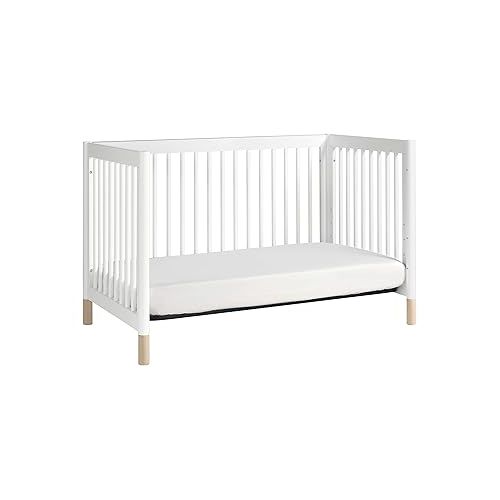  Babyletto Gelato 4-in-1 Convertible Crib with Toddler Bed Conversion in White and Washed Natural, Greenguard Gold Certified