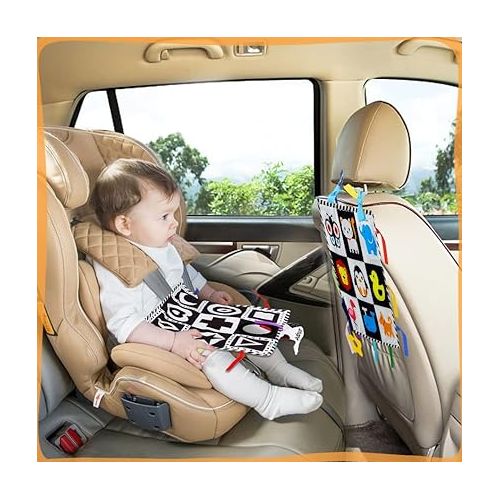 beiens Baby Toys 0-6 Months, Tummy Time Crinkle Toys with Mirror, Black and White High Contrast Sensory Toys for 0-6-12-18 Months Toddler Newborn, Boy Girl Gift Set, Play Mats-4 in 1