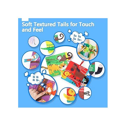  beiens Baby Books 0-6 Months, 2PCS Baby Toys 0-3-6-12-18 Months, Touch Feel Sensory Cloth Crinkle Soft Books, Tummy Time Toys, Infant Newborn Toys, Baby Boy Girl Shower Gifts Stroller Toys