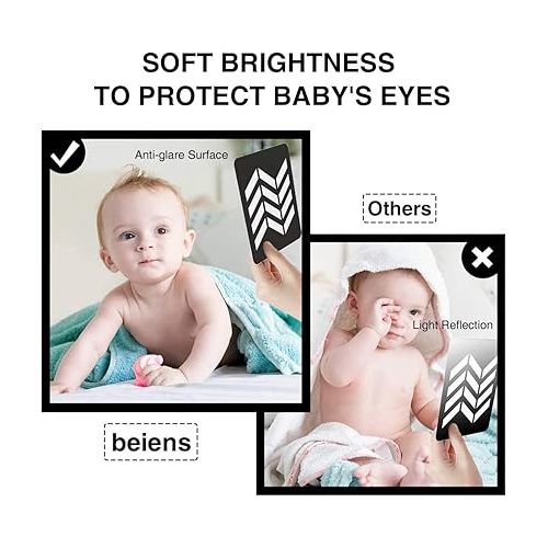  beiens High Contrast Baby Flashcards, Newborn Brain Development Toys, Visual Stimulation Learning Activity Cards, 20 PCs 40 Pages 5.5'' x 5.5'' Educational Infants Gift