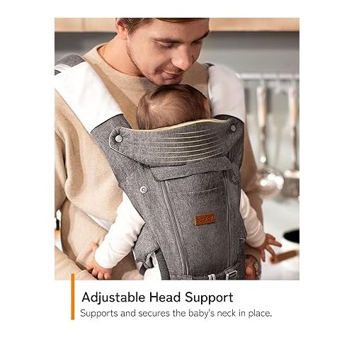  besrey Baby Carrier with Hip Seat, Dad Infant Carrier, Mens Wearing Carrier,Baby Body Holder, Breathable Summer Mesh Carrier,Forward Front Back Facing Chest Carrier,Toddler Carrier for Plus Size Mom