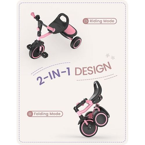  besrey Kids Tricycles Age 18 Month to 5 Years, Toddler Tricycle Kids Trikes Tricycle, Gift Toddler Tricycles for 2-5 Year Olds, Gift & Toys for Boy & Girl, Trikes for Toddlers, Pink