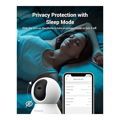  blurams Security Camera, 2K Indoor Camera 360° Pet Camera for Home Security w/Motion Tracking, Phone App, 2-Way Audio, IR Night Vision, Siren, Works with Alexa & Google Assistant(2.4GHz ONLY)