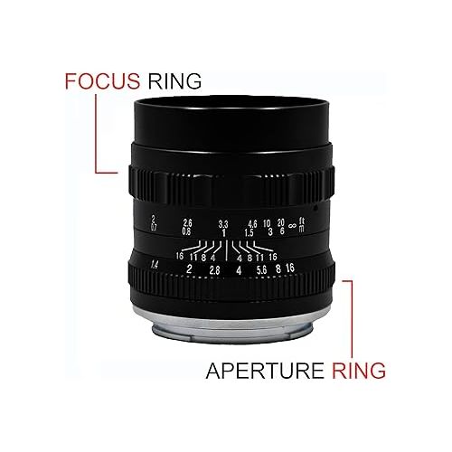  50mm F1.4 Big Aperture APS-C Manual Focus Mirrorless Camera Lens, Fit for Sony Alpha ZV-E10, A7IV, A6400, A7II, A7SIII, A7III, A7C, A6600, A6100, A7RIV, A6000, A7RIII (Black)