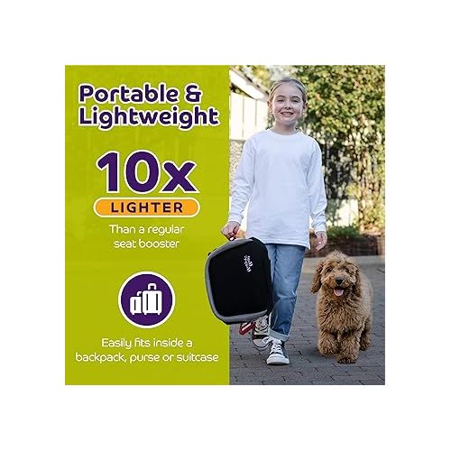  bubblebum Inflatable Booster Car Seat - Blow Up Narrow Backless Booster Car Seat for Travel. Portable Booster Seat for Toddlers, Kids, Child - Black