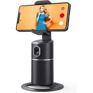 Auto Face Tracking Phone Holder, No App Required, 360° Rotation Face Body Phone Tracking Tripod Smart Shooting Camera Mount for Live Vlog Streaming Video, Rechargeable Battery-Black