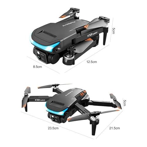  Ultra-light foldable drone aircraft, 3-axis gimbal with 4K camera, Selfie, HD video transmission, 18 minutes flight time, optical flow positioning, three-way obstacle avoidance aerial camera, ESC (2 Battery Version, Grey)