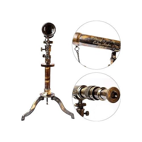  Nautical Telescope W. Ottway London 1915 Vintage Stand Brass Antique Telescope with Brass Extendable Tripod Home & Office Decor