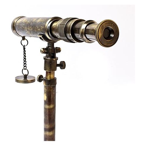  Nautical Telescope W. Ottway London 1915 Vintage Stand Brass Antique Telescope with Brass Extendable Tripod Home & Office Decor
