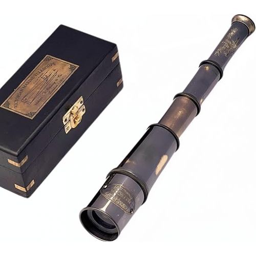  Maritime Antique Brass Handheld Telescope Wooden Box Royal Table Decor Nautical Vintage Collectible Marine Brass Portable Hiking Camping Outddoor Traveler