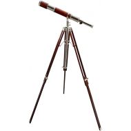 Antique Brass Tube Handheld Telescope Brown and Nickel Finish Royal Handmade High Magnification Authentic Design Wood Tripod Home & Office Decor