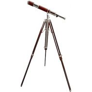 Antique Brass Tube Telescope Brown and Nickel Finish Royal Floor Standing Handmade High Magnification Authentic Design Wood Tripod Home & Office Decor