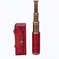 Vintage Functional Spyglass Sailor Instrument Home & Office Decor Maritime Brass Telescope London 1920 Era Leather Box Marine