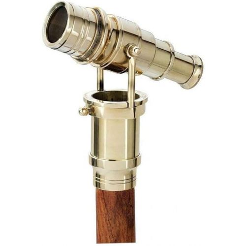  Victorian Walking Cane with Telescope Brass Handle Foldable Nautical Wooden Walking Stick Ideal Unisex