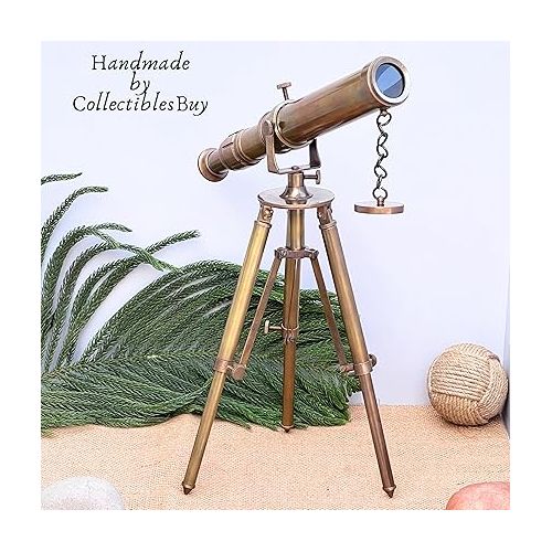  Vintage Antique Brass Table Telescope Tripod Maritime Ship Instrument Functional Instrument Nautical Marine Handmade Collectible Home Office Telescope