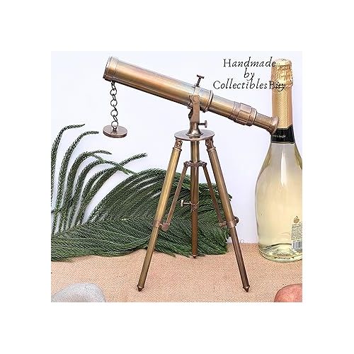  Vintage Antique Brass Table Telescope Tripod Maritime Ship Instrument Functional Instrument Nautical Marine Handmade Collectible Home Office Telescope